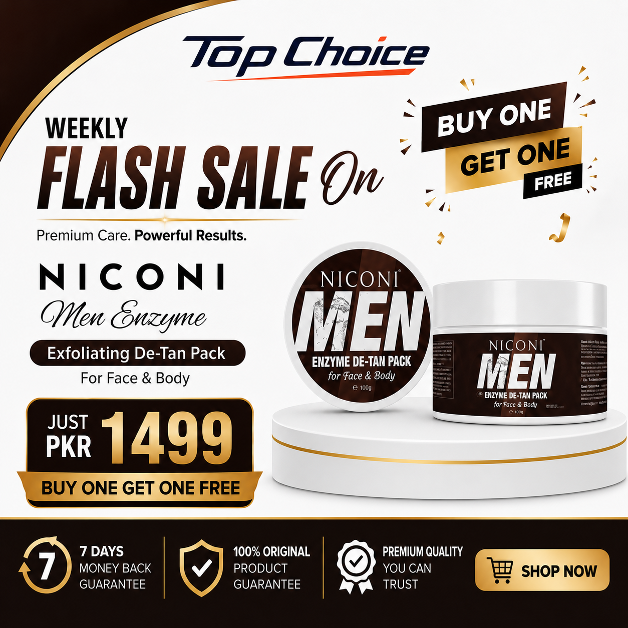 NICONI MEN & WOMEN ENZYME DE-TAN PACK FOR FACE & BODY